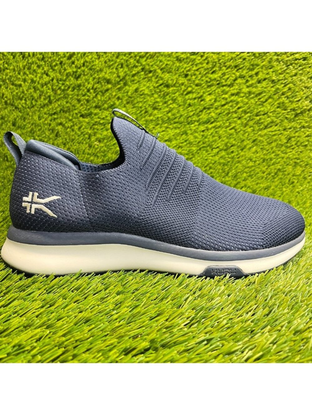 Kuru Atom Mens Size 9.5 Blue White‎ Athletic Walking Slip On Shoes Sneakers